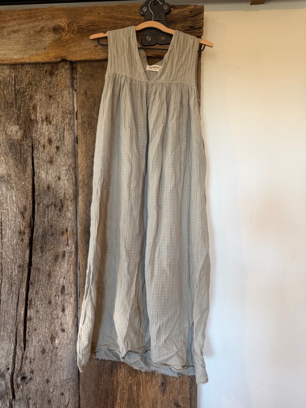 Sleeveless Light Gray Cotton Gauze Maxi Dress - Casual Summer Style